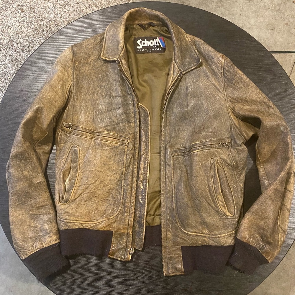 Leather bomber jacket